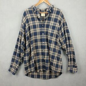 RedHead Flannel Shirt‎ Mens XL Blue Plaid Cotton Pleated Button Down Outerwear